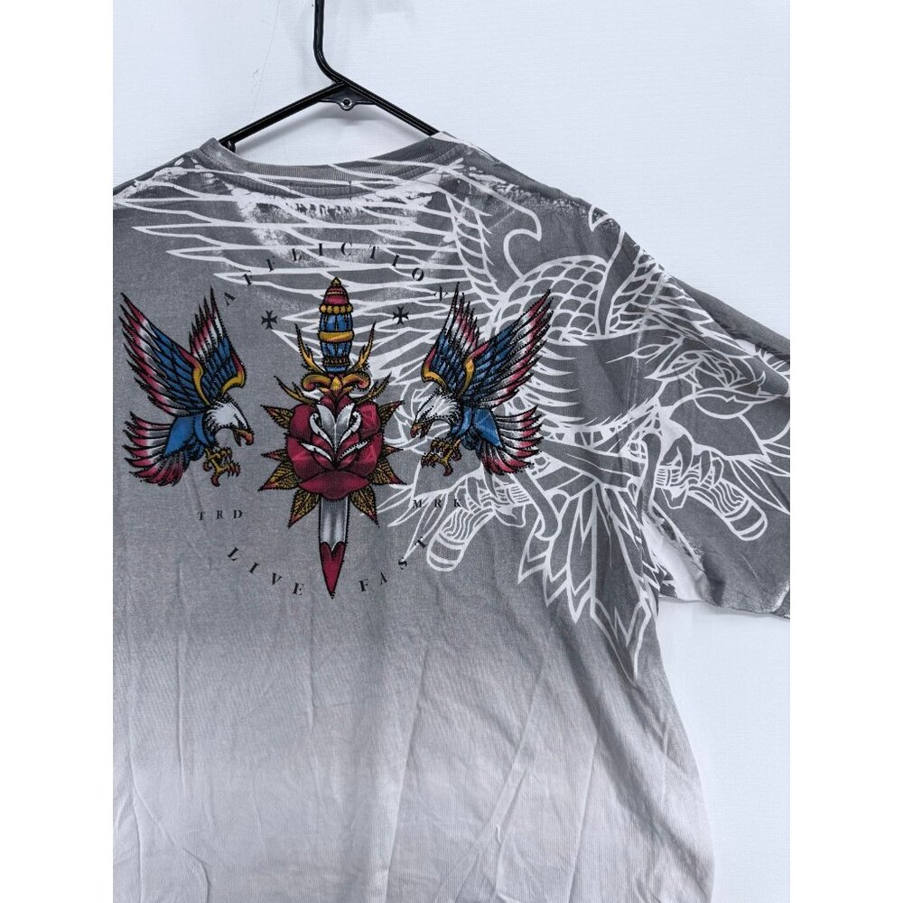 Affliction Black Label Eternal Pride Mens 3XL Rhinestones T-Shirt Y2K Tee Grunge